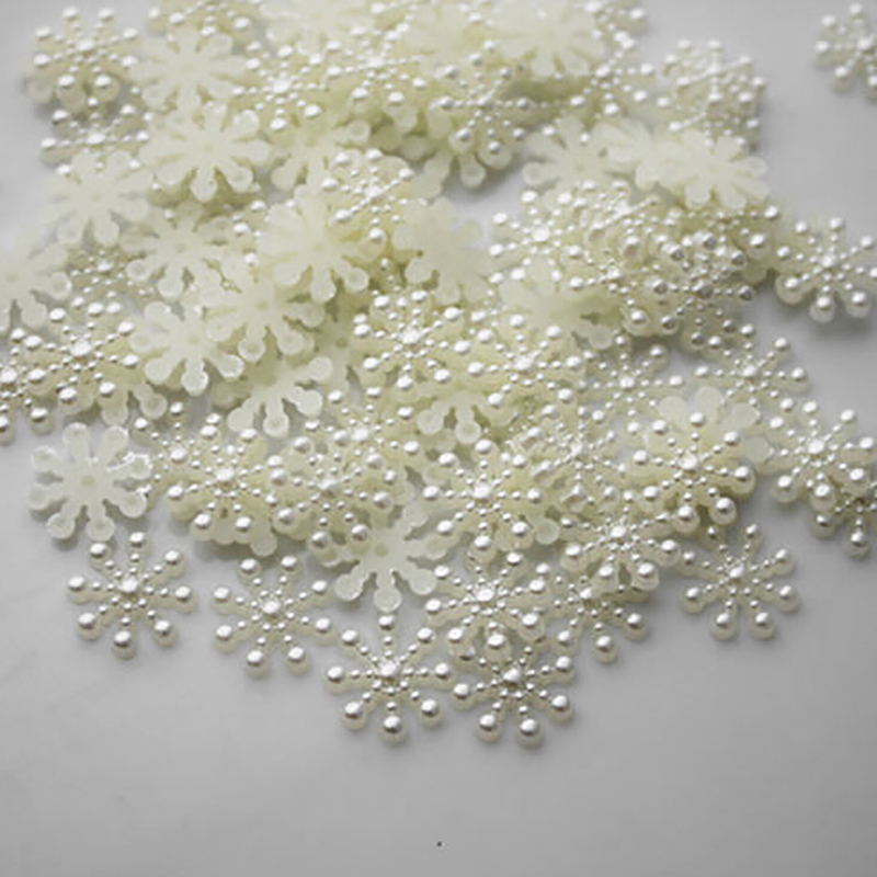 Christmas Craft Embellishment - 100 шт., снежинки с белым жемчугом