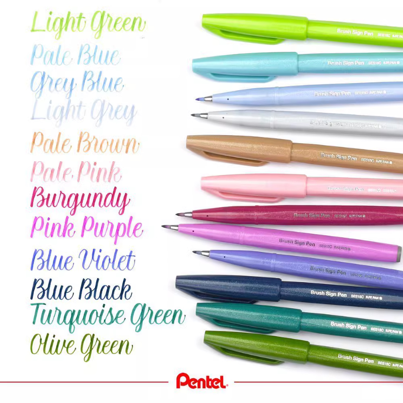 Pentel Pen Sign Pen - 1 шт., Pentel Fude Brush Touch