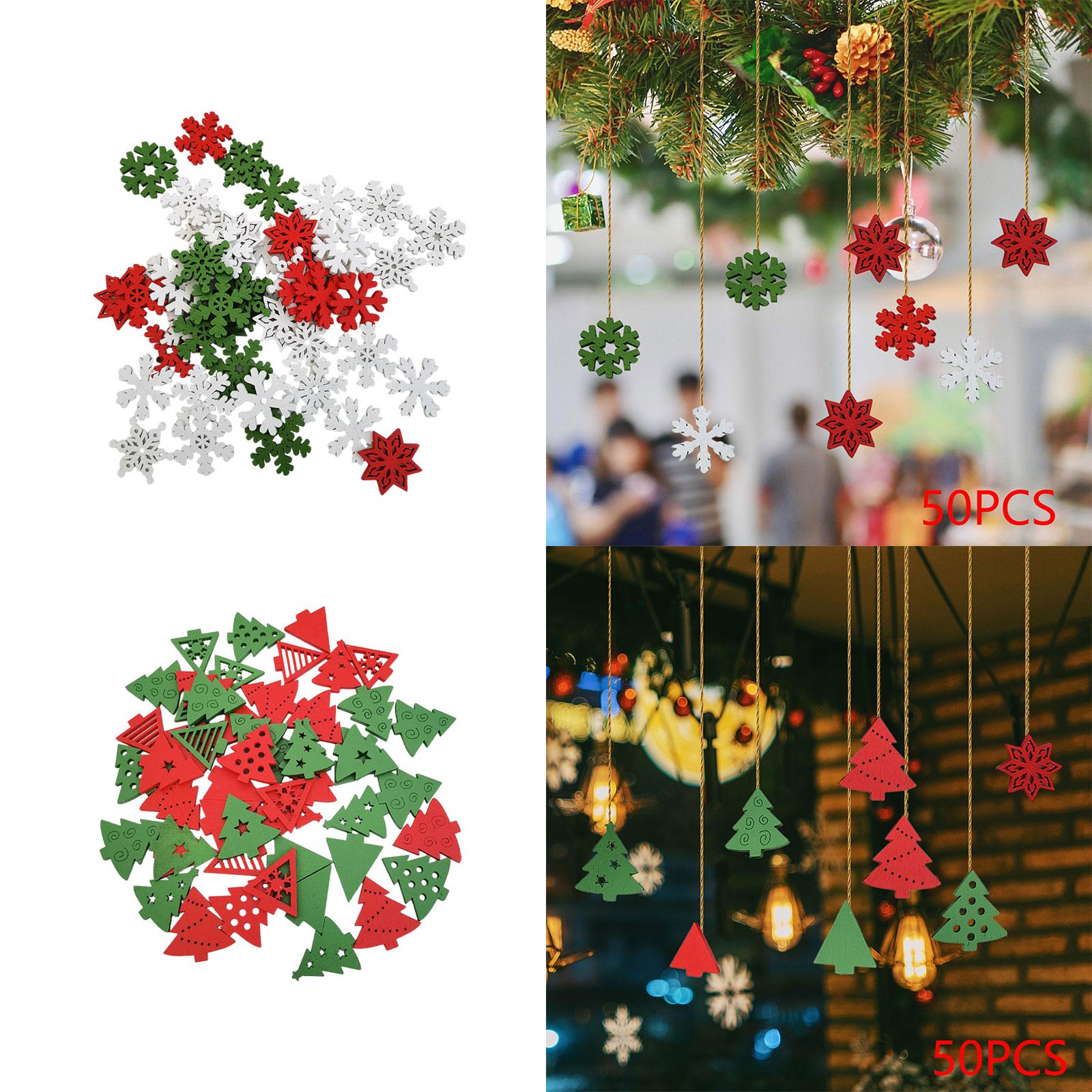 Christmas Craft Embellishment - 50 деревянных рождественских украшений, подвески для