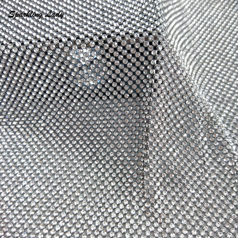 Crystal Mesh Fabric - 2 мм серебряная сетчатая ткань с