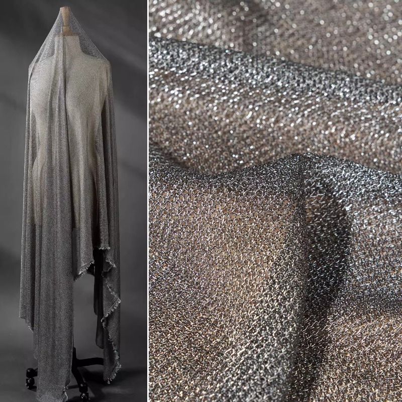Светло-серая ткань с металлизи – обзор и цена Crystal Mesh Fabric